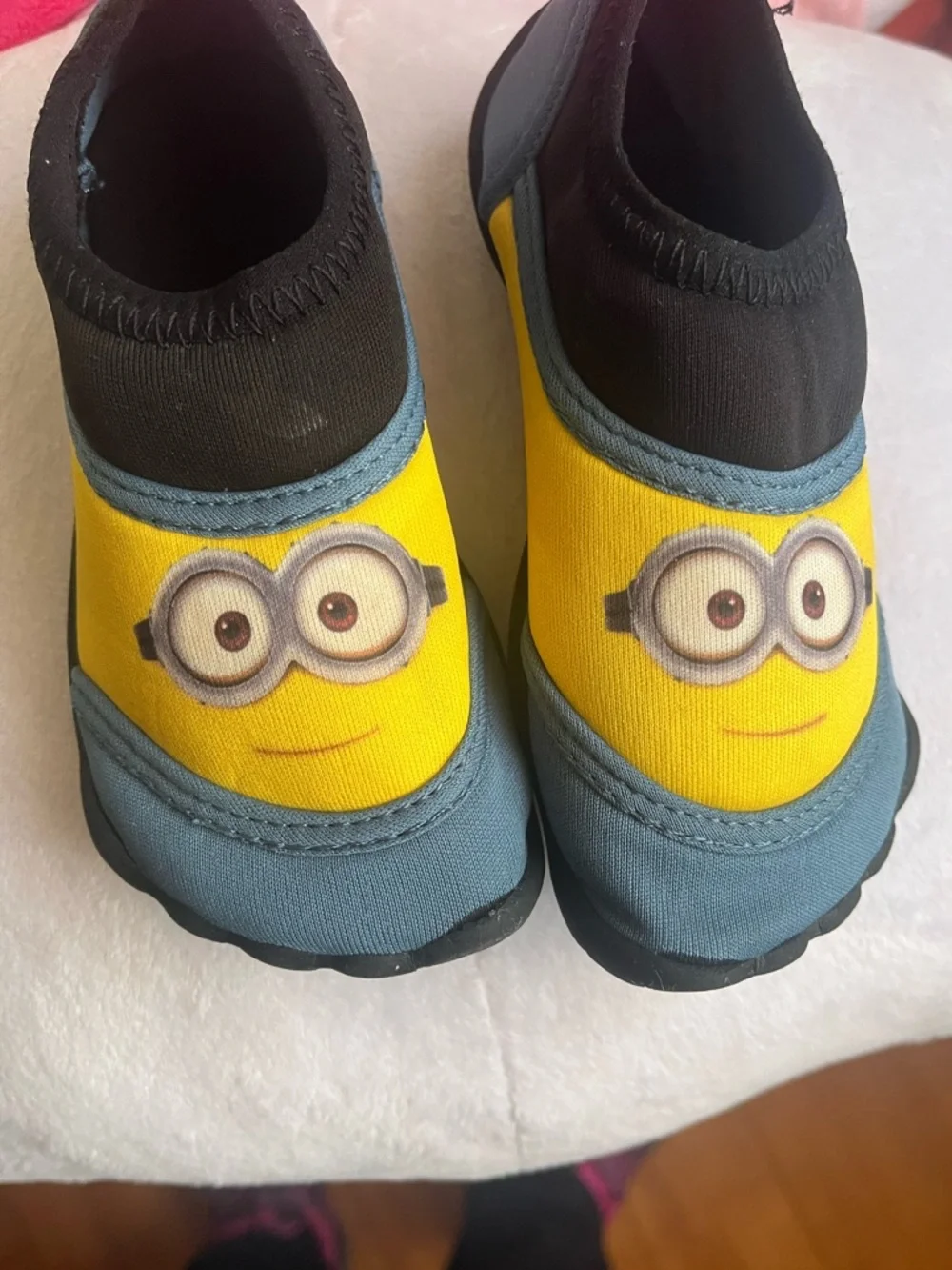 Kids Minion Print Slip-On Water Shoes - Yellow & Blue size 7